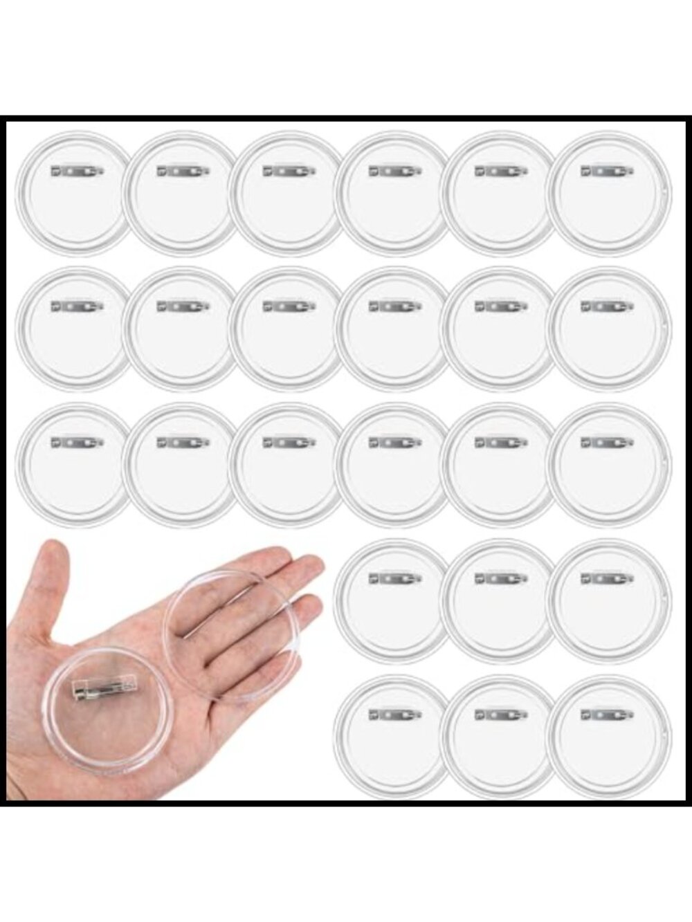 24pc Acrylic Button Badge Pins DIY Craft Kit 2.36in Make Your Own Buttons